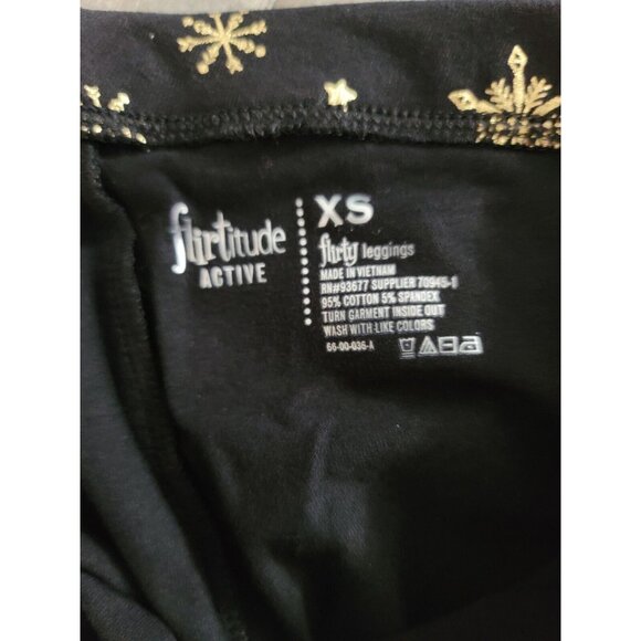 Flirtitude Active Leggings Women’s Size X-Small XS Snowflakes Gold Shiny NWT - Picture 6 of 6
